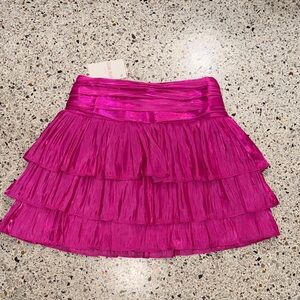 NWT Mustard Seed fuchsia pink tiered mini skirt ruffle m medium elastic waist